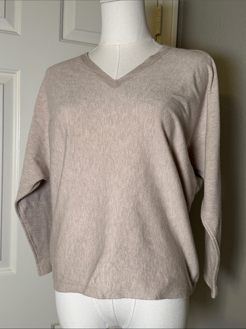 Vila Milano Cream Knit V-Neck Top